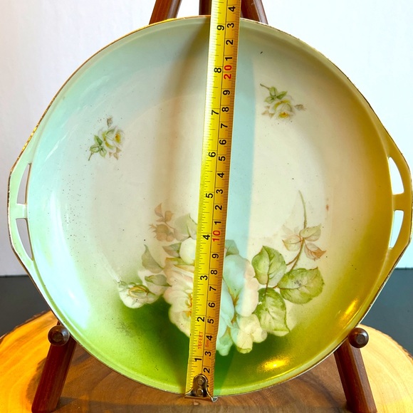 VTG Handpainted Roses Made in Germany Handled Cake Plate. - Picture 3 of 6